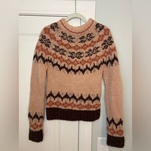 Smythe Lopi Fair Isle Alpaca Blend Sweater in Apricot Fair Isle
